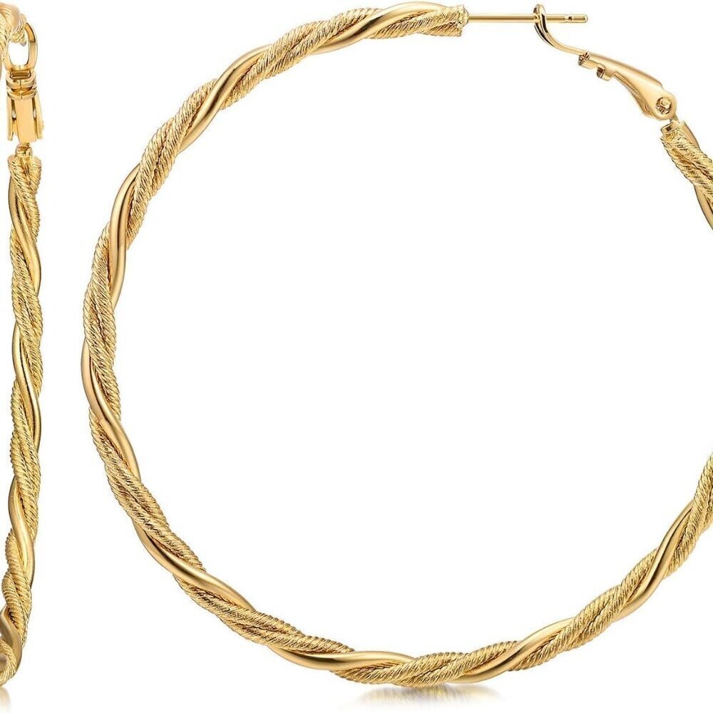 Large Gold Hoops Earrings Women 14K Gold Sterling Silver Hypoallergenic Hoop